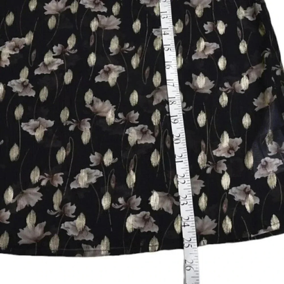 Kaffe Metallic Gold Blouse Black Floral Long Sleeve Size  40 Large - Picture 14 of 14